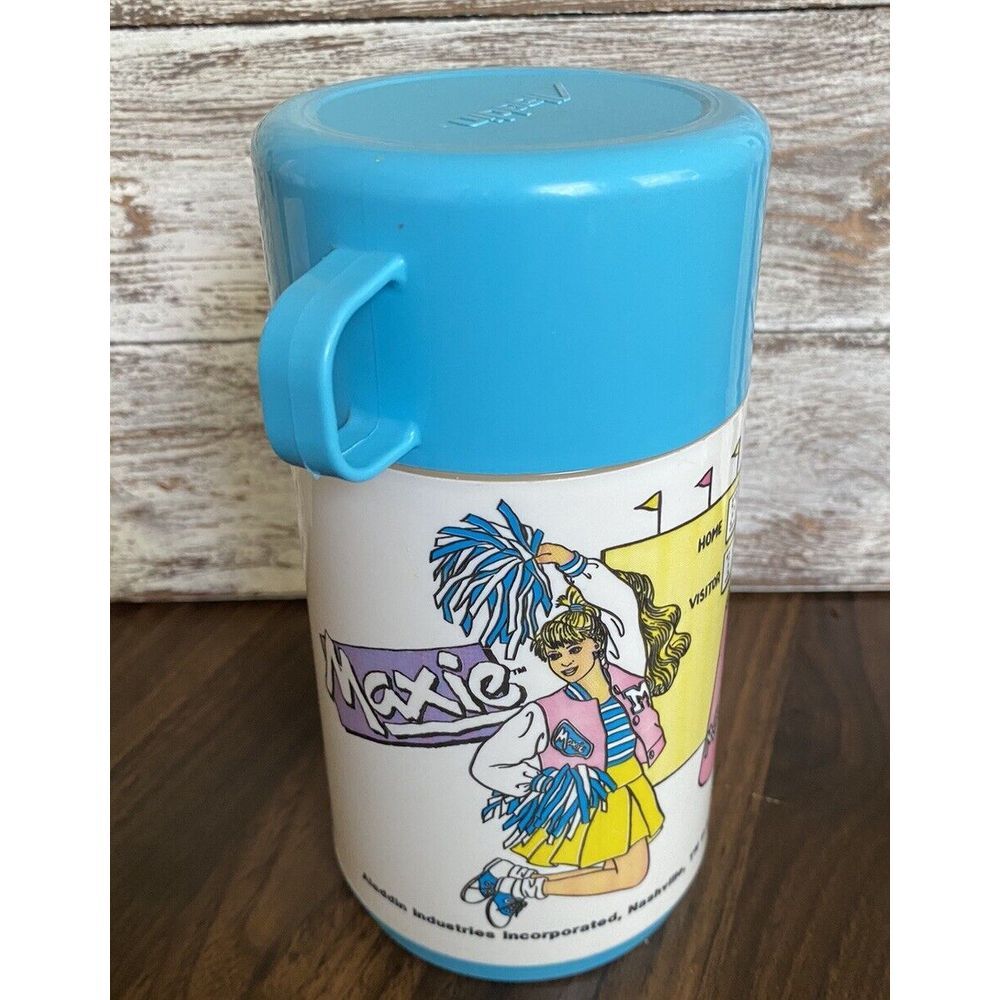 Vintage Maxie Cheerleader Thermos w/ Lid and Cup 1988 Aladdin‎ Fashion Doll Blue